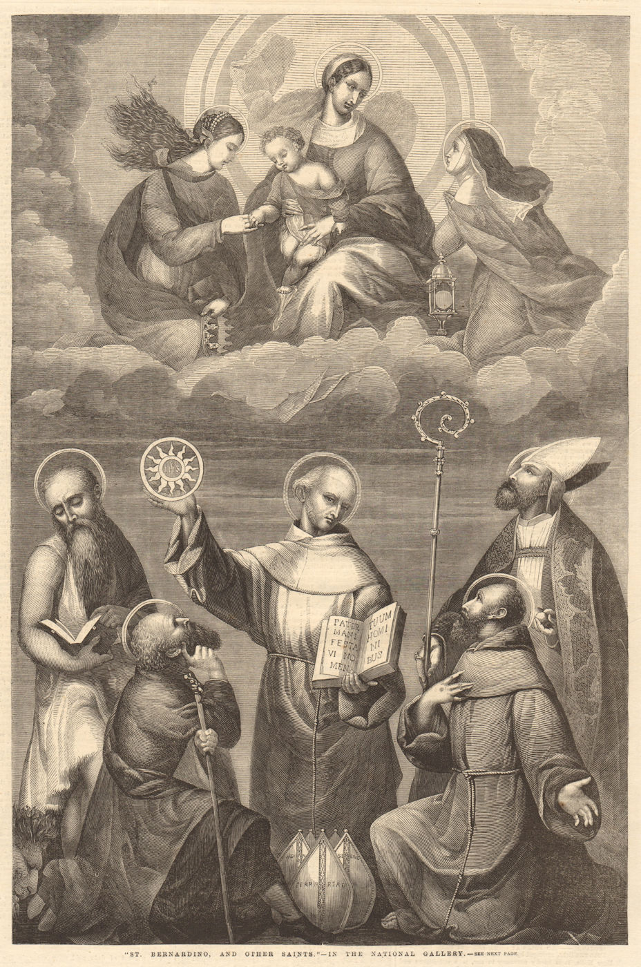 "St. Bernardino, & other saints", in the National Gallery. Fine Arts 1860