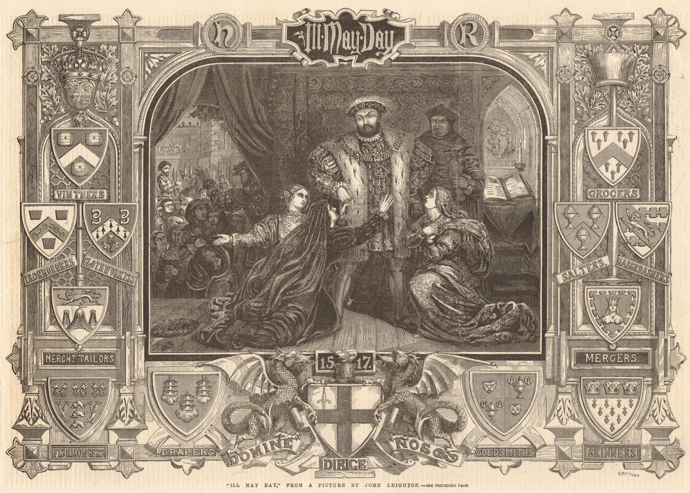 "Ill May Day" from a picture by John Leighton. Henry VIII. Decorative 1860