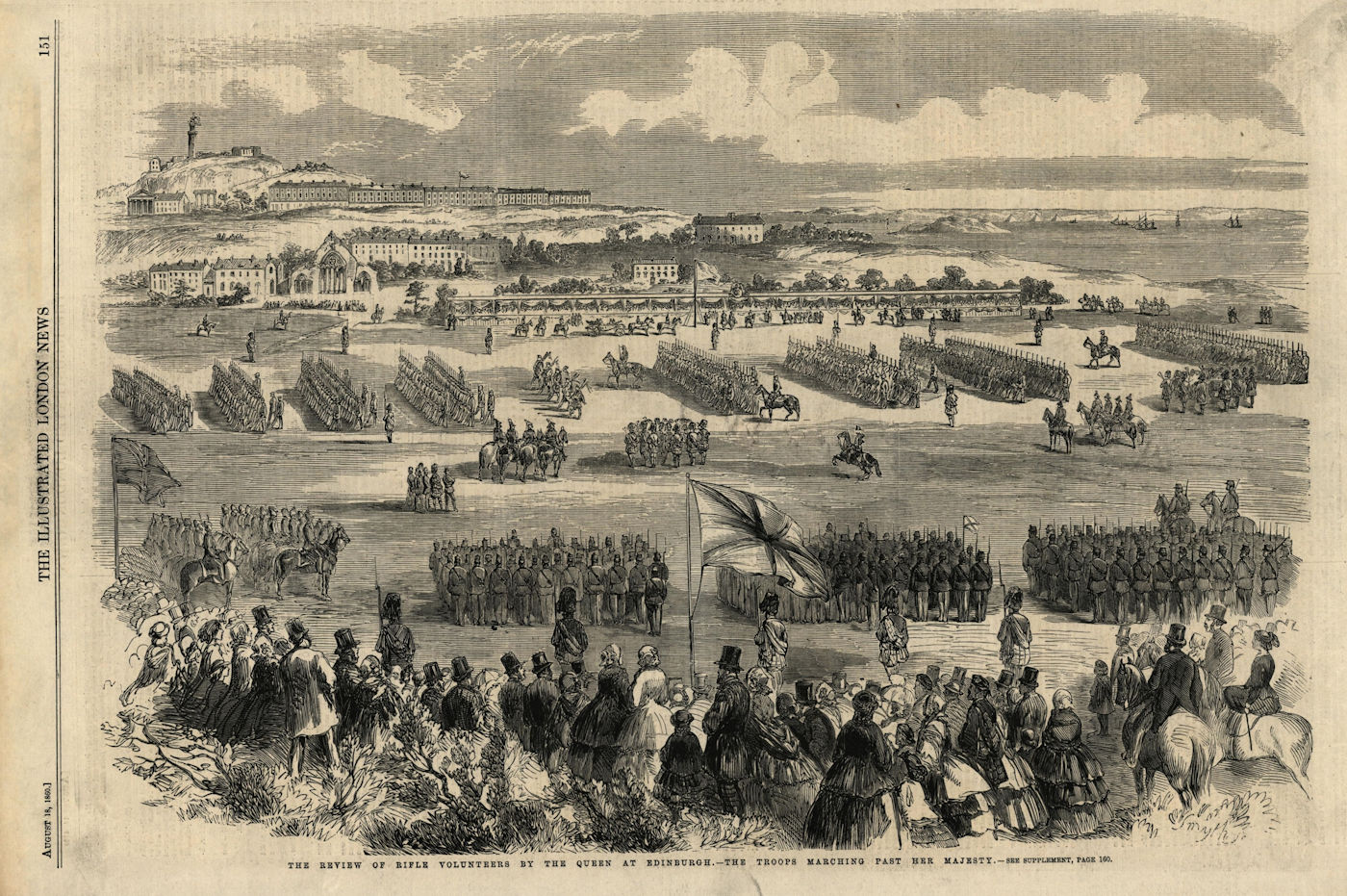 The Rifle Volunteers marching past Queen Victoria in Edinburgh, Scotland 1860