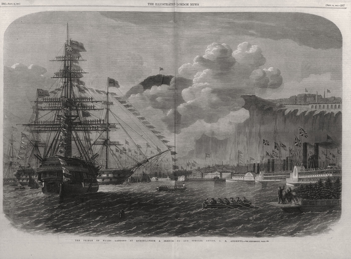 Associate Product The Prince of Wales (later King Edward VII) landing at Quebec. Canada 1860