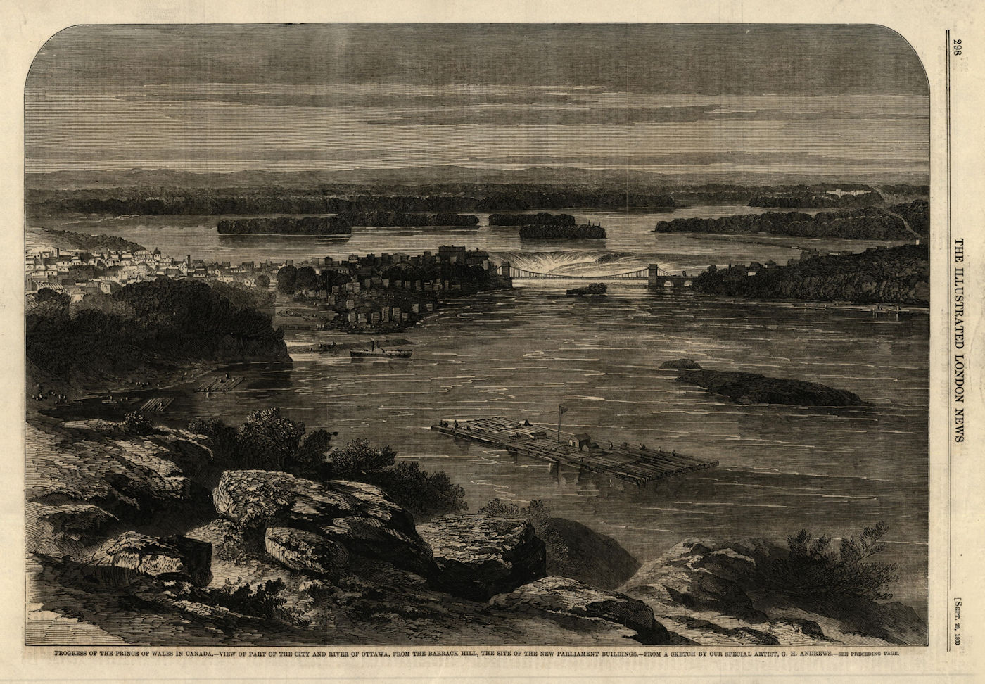 Associate Product The city & river of Ottawa, from the Barrack Hill. New parliament buildings 1860
