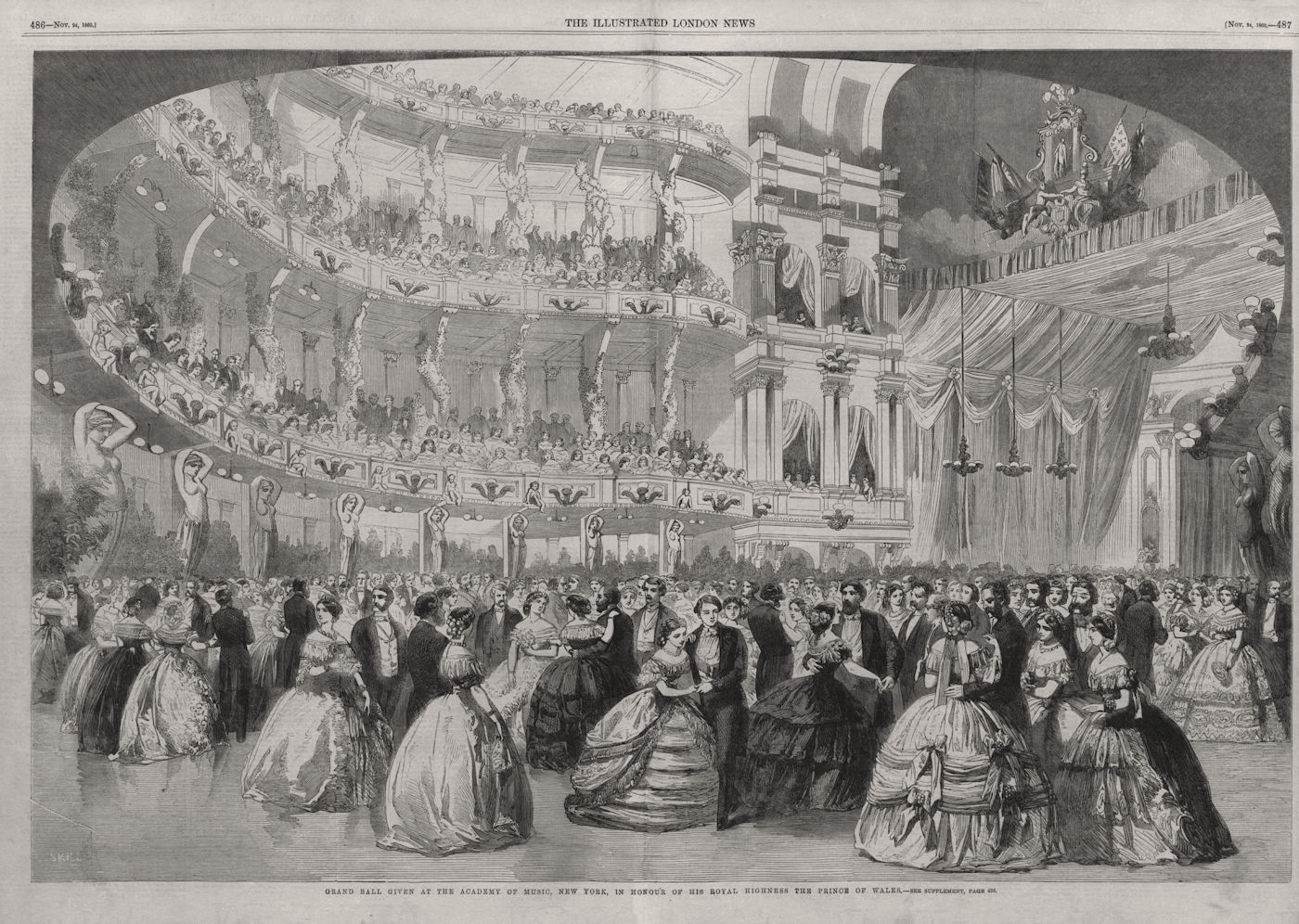 Academy of Music New York. Grand Ball for Prince of Wales (Edward VII) 1860