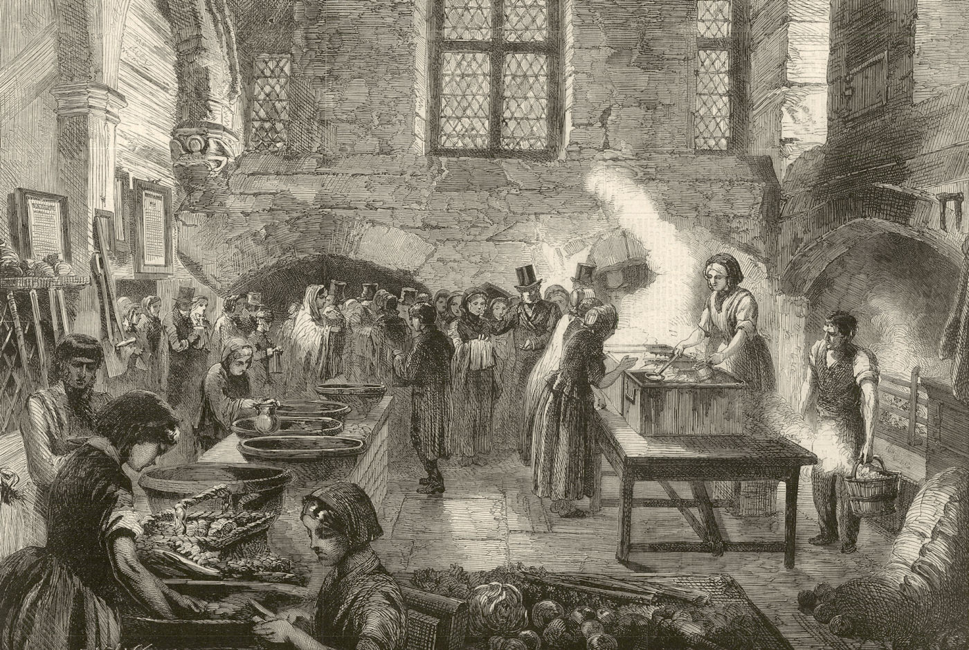 Coventry. Soup kitchen for distressed weavers, St. Mary's Hall kitchen 1861