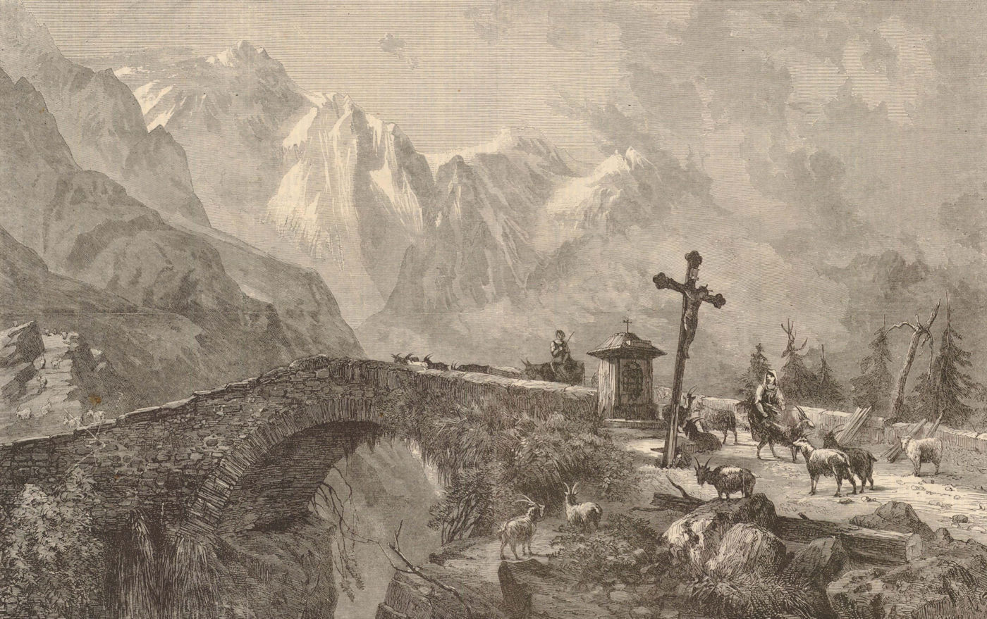 Associate Product Morning in the Fieschertal - Going up to the high pasturage. Switzerland 1861