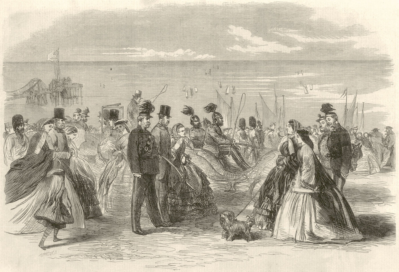Scene on the Parade at Brighton. Sussex 1861 antique ILN full page print