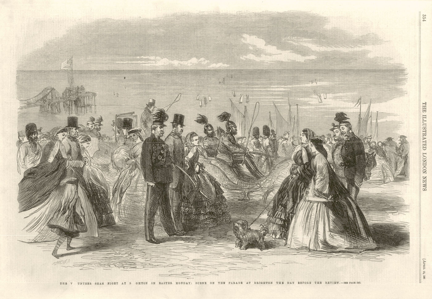 Scene on the Parade at Brighton. Sussex 1861 old antique vintage print picture