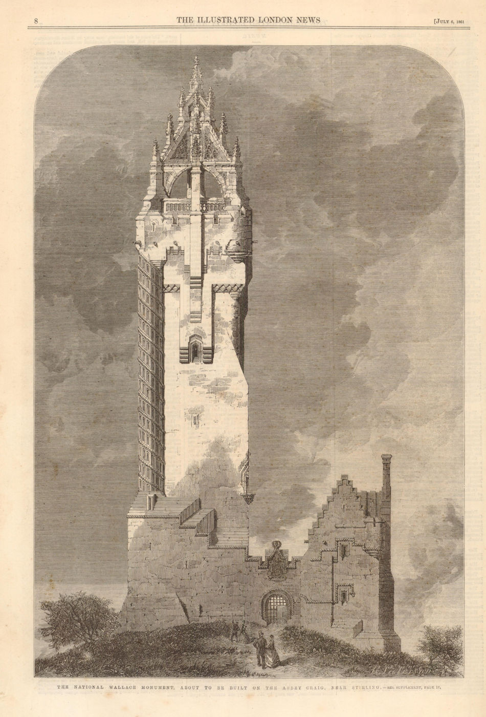 Associate Product The National Wallace monument, Abbey Craig, near Stirling. Scotland 1861
