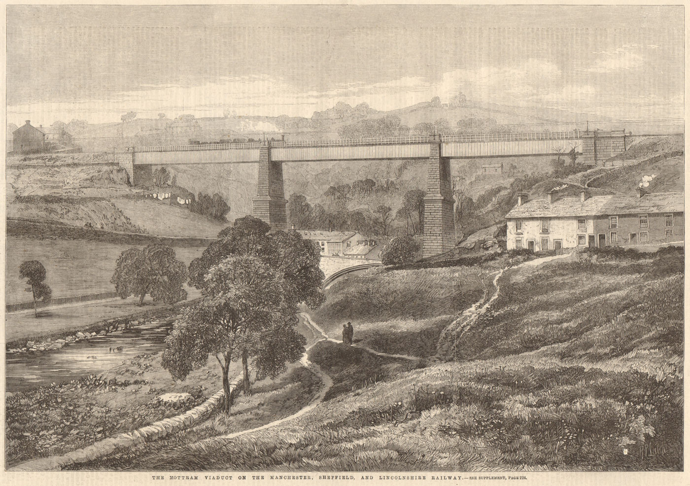 Associate Product The Mottram Viaduct on the Manchester, Sheffield & Lincolnshire Railway 1861