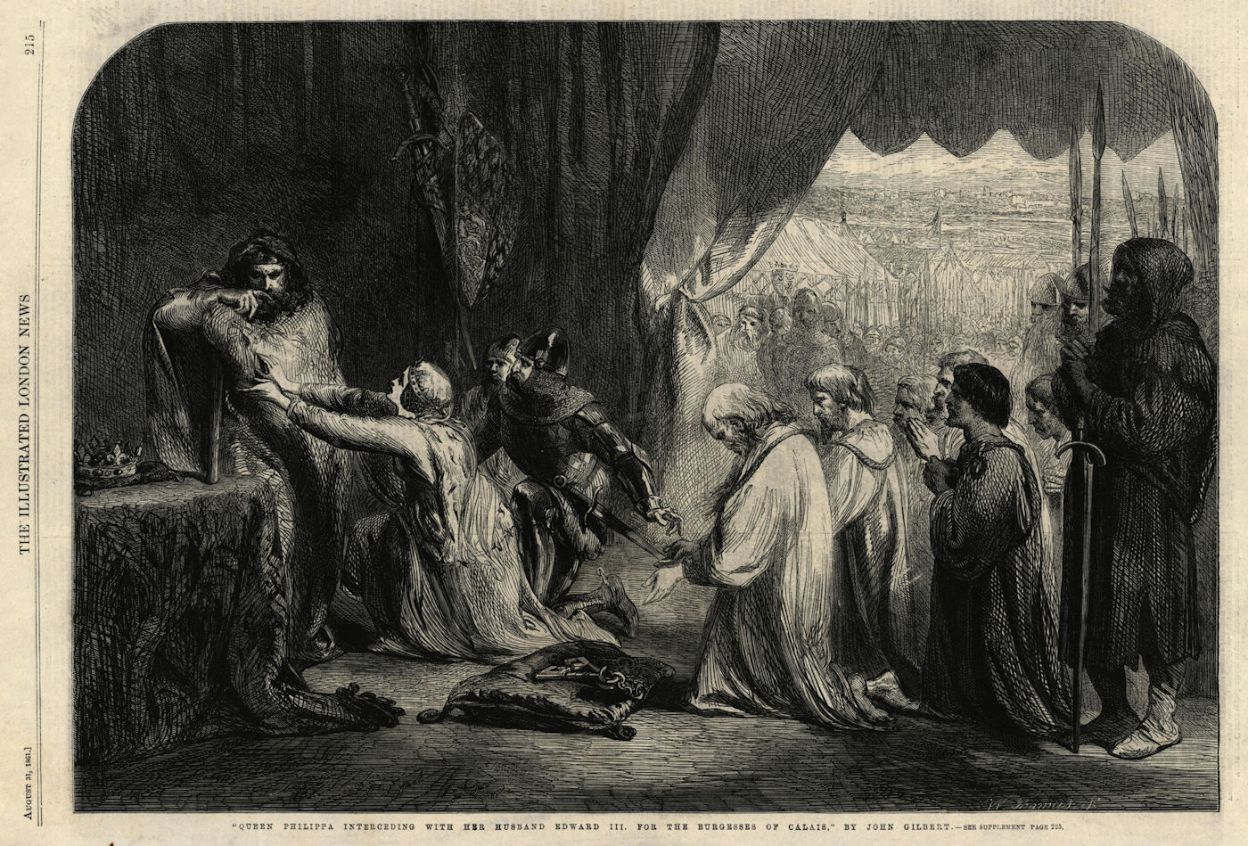 Associate Product Queen Philippa interceding with Edward III for the burgesses of Calais 1347 1861