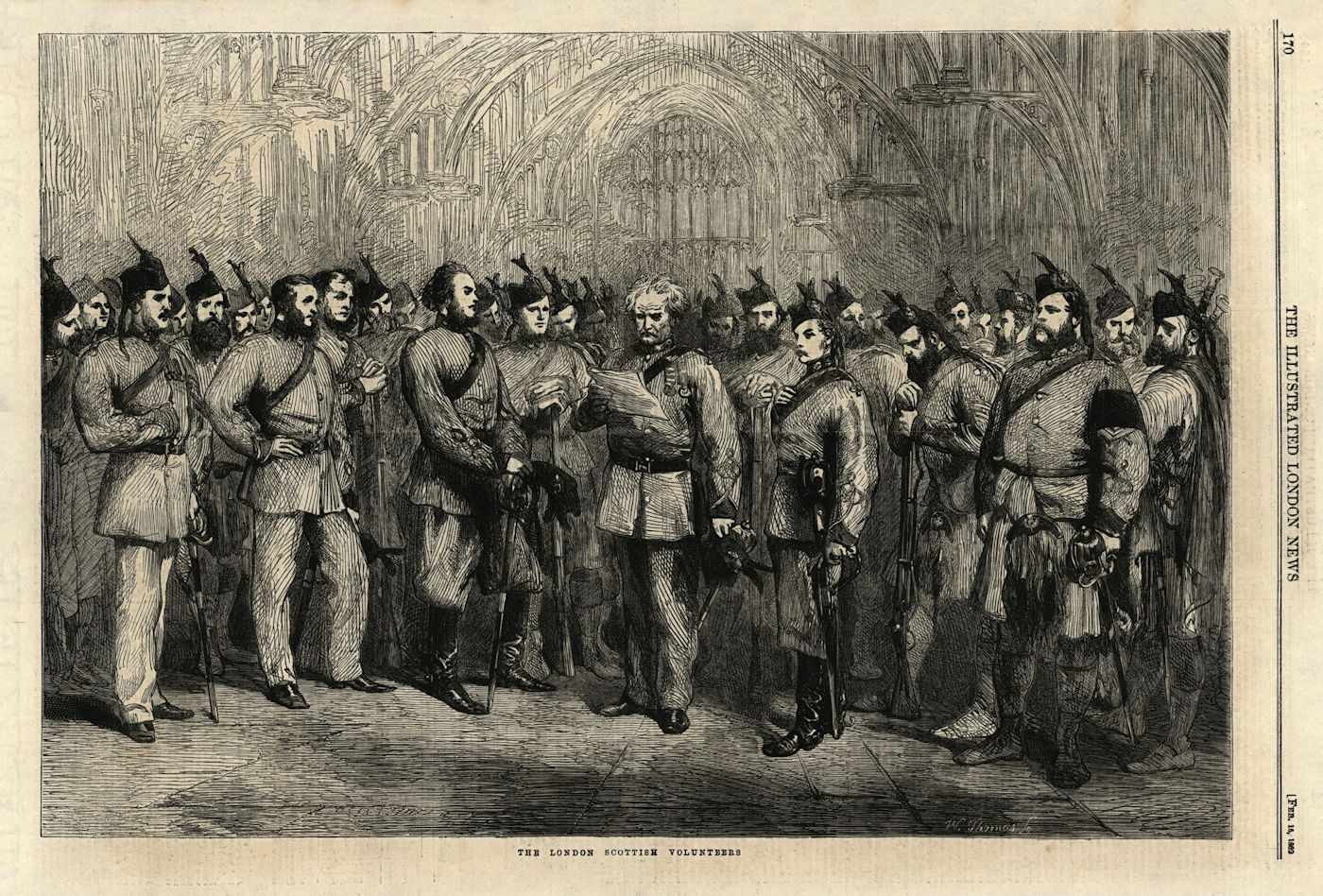 The London Scottish Volunteers. Militaria 1862 old antique print picture