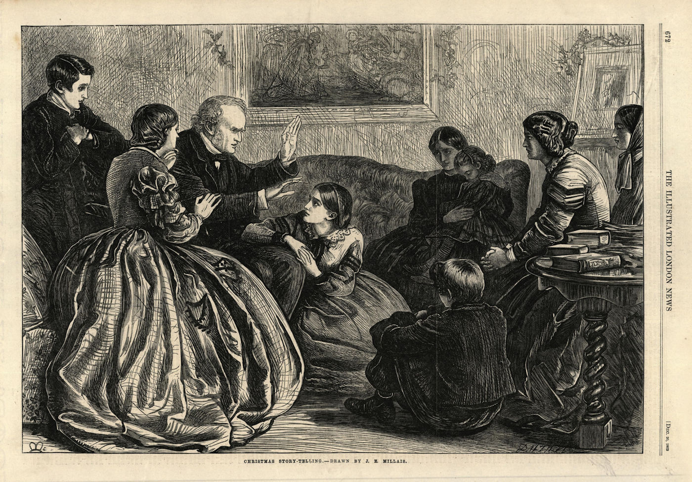 Associate Product Christmas story-telling. Family 1862 old antique vintage print picture