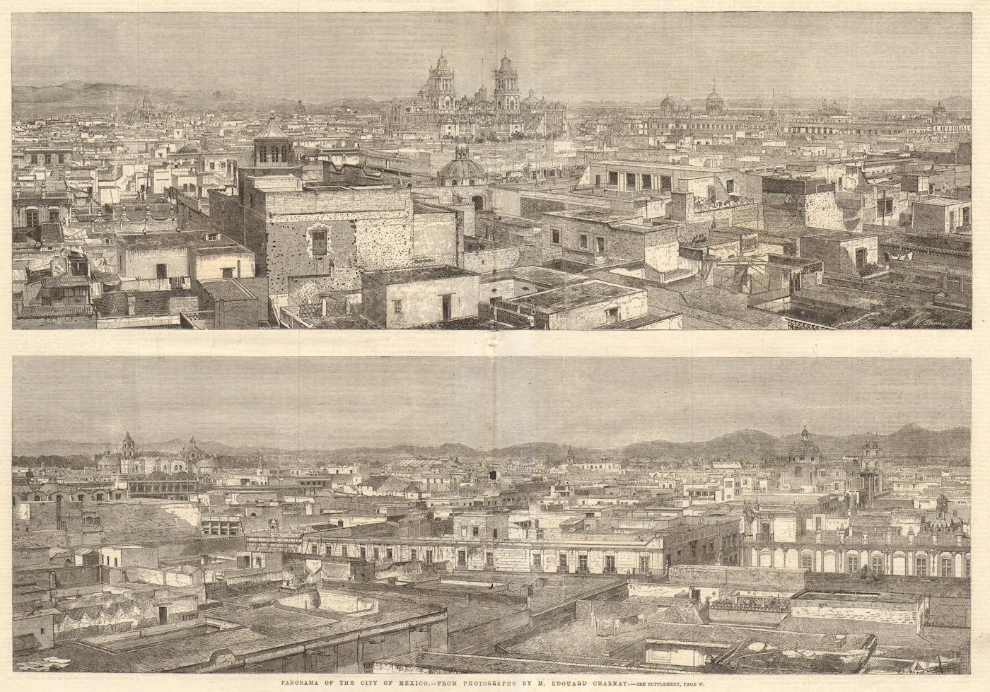 Associate Product Panorama of the city of Mexico - from photographs by M. Edouard Charnay 1863