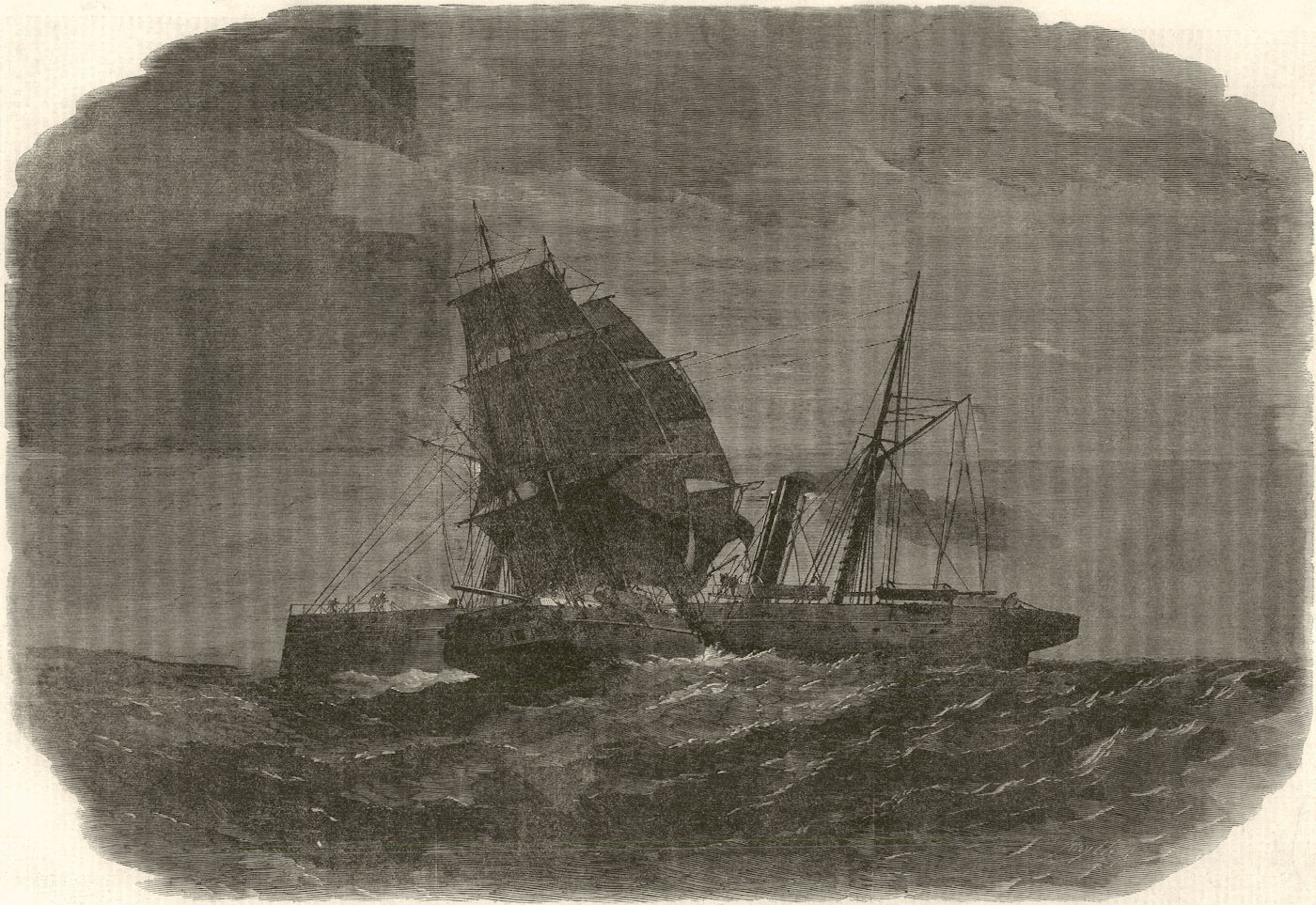 Collision between SS Liverpool & Barque La Plata off Point Lynas, Anglesey 1863