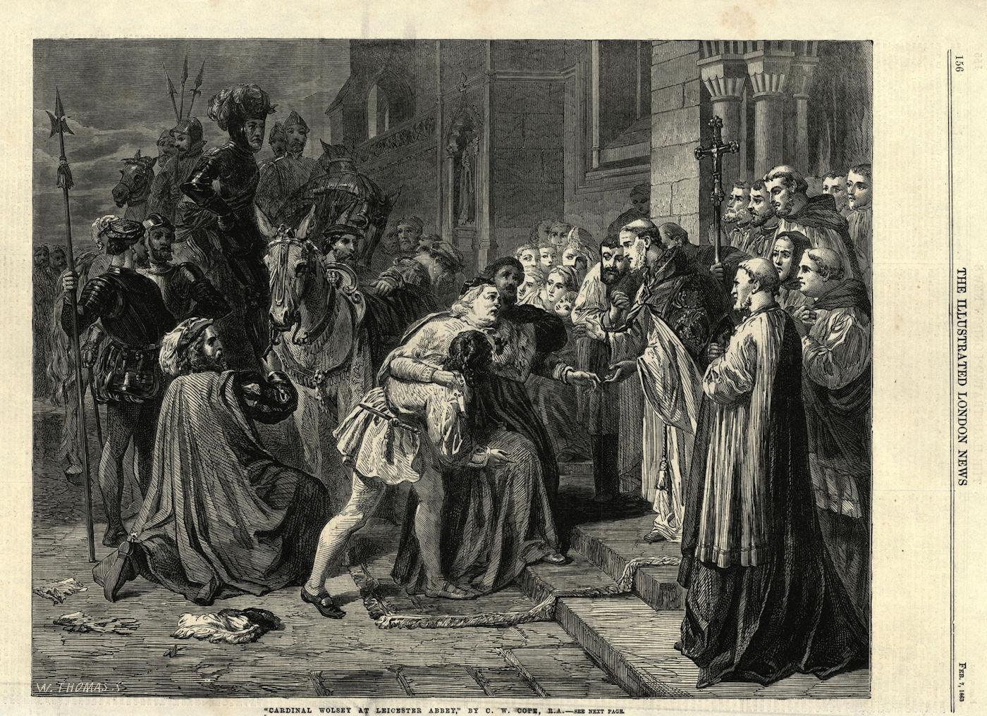Associate Product "Cardinal Wolsey at Leicester Abbey". Leicestershire. Clergy 1863 ILN print