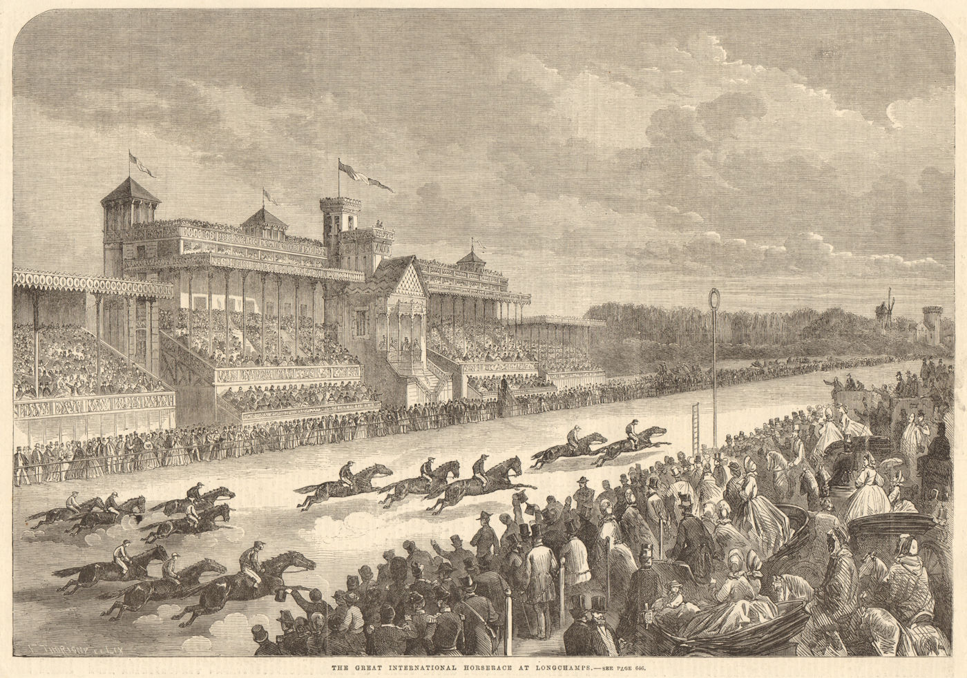 Associate Product The great international horse race at Longchamps. Paris. Racing 1863 ILN print