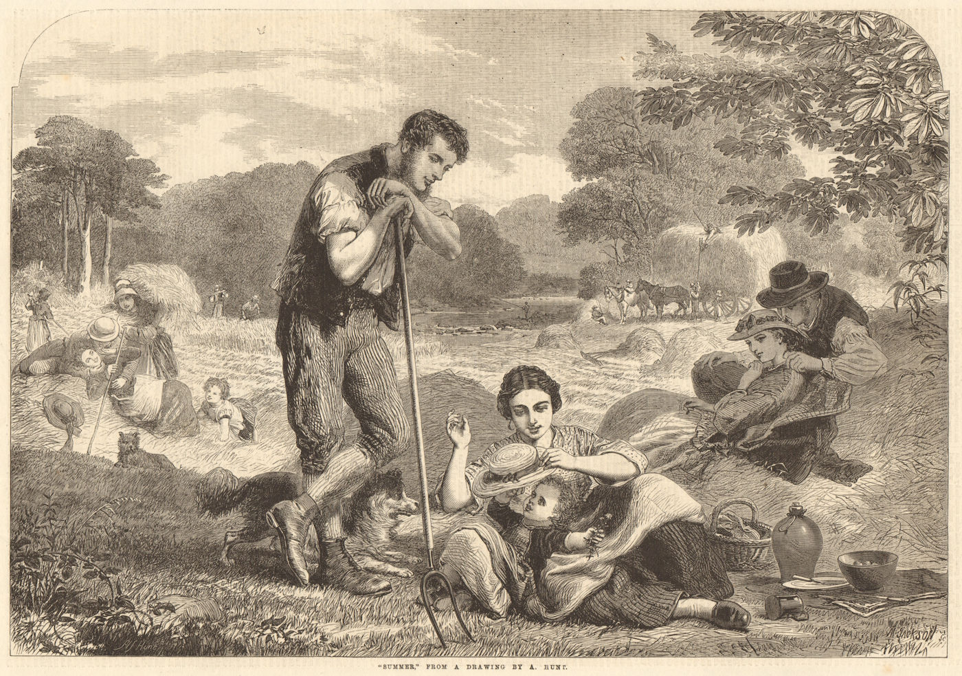 Associate Product "Summer" from a drawing by A. Hunt. Farming 1863 antique ILN full page print