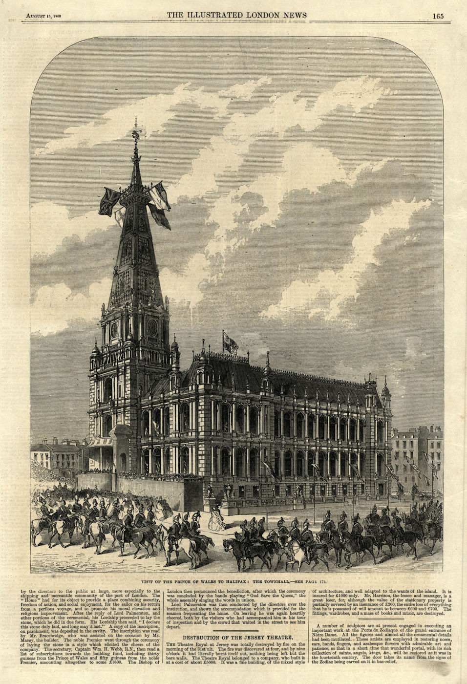 Associate Product Prince of Wales (later Edward VII) visit to Halifax: Town hall. Yorkshire 1863