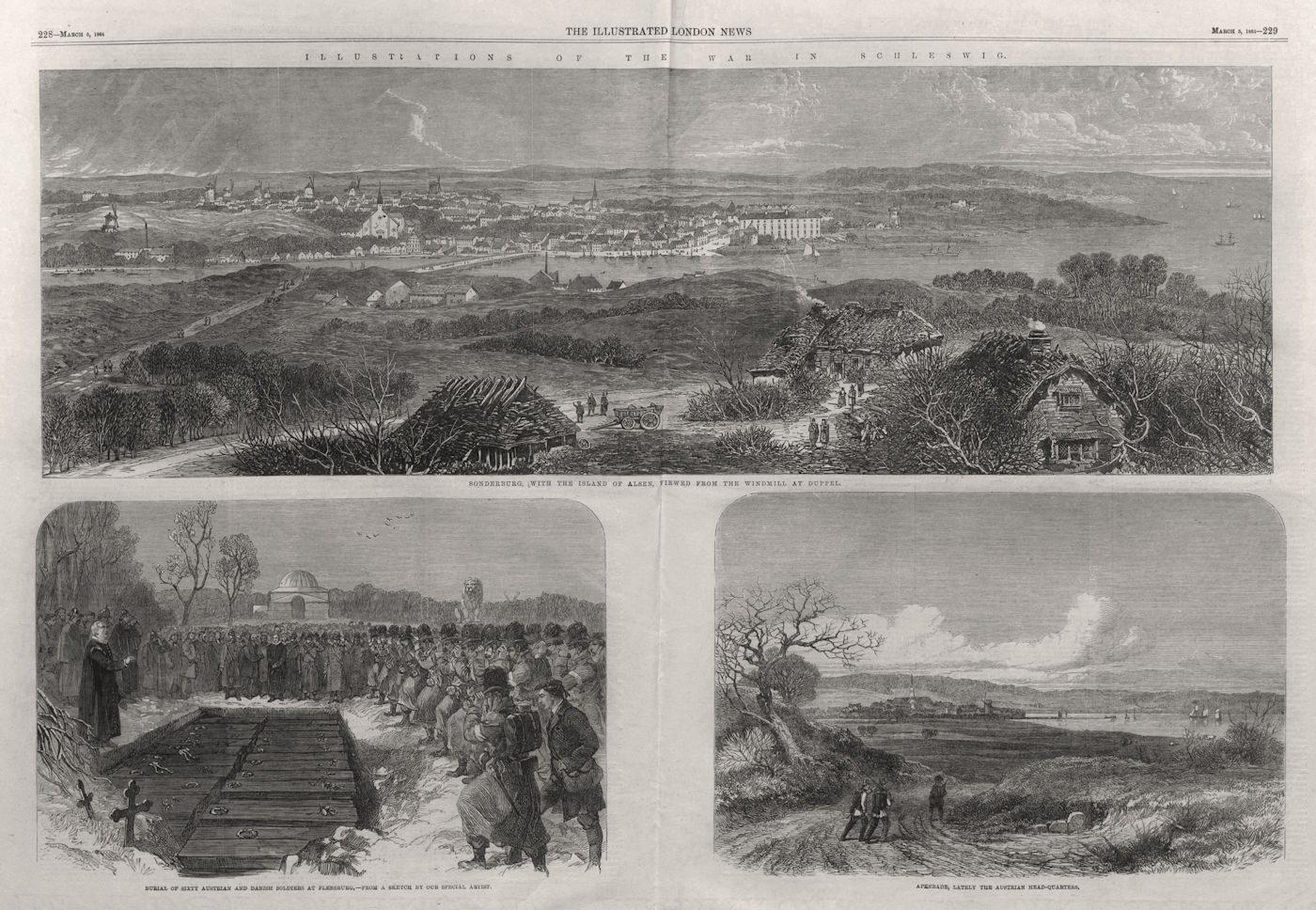 2nd Schleswig War: Sonderburg & Alsen island. Burying dead. Apenade Denmark 1864