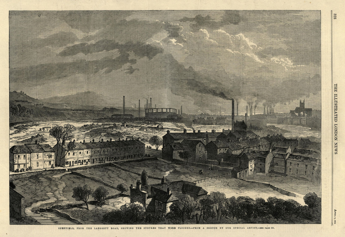 Sheffield, from the Langsett Road, showing the suburbs that were flooded 1864