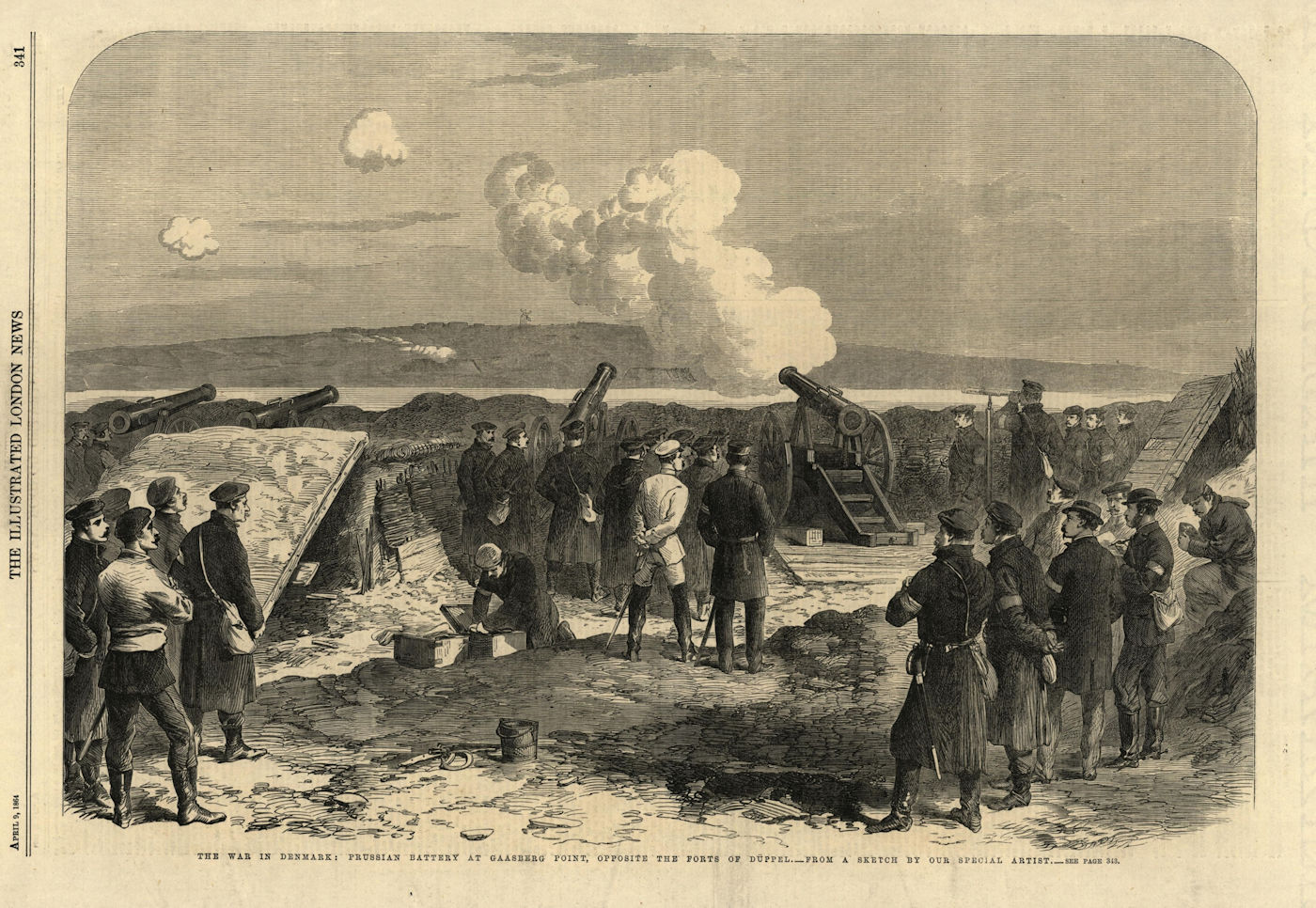 2nd Schleswig War. Prussian battery, Gaasberg Pt. nr. Dybbol forts. Denmark 1864