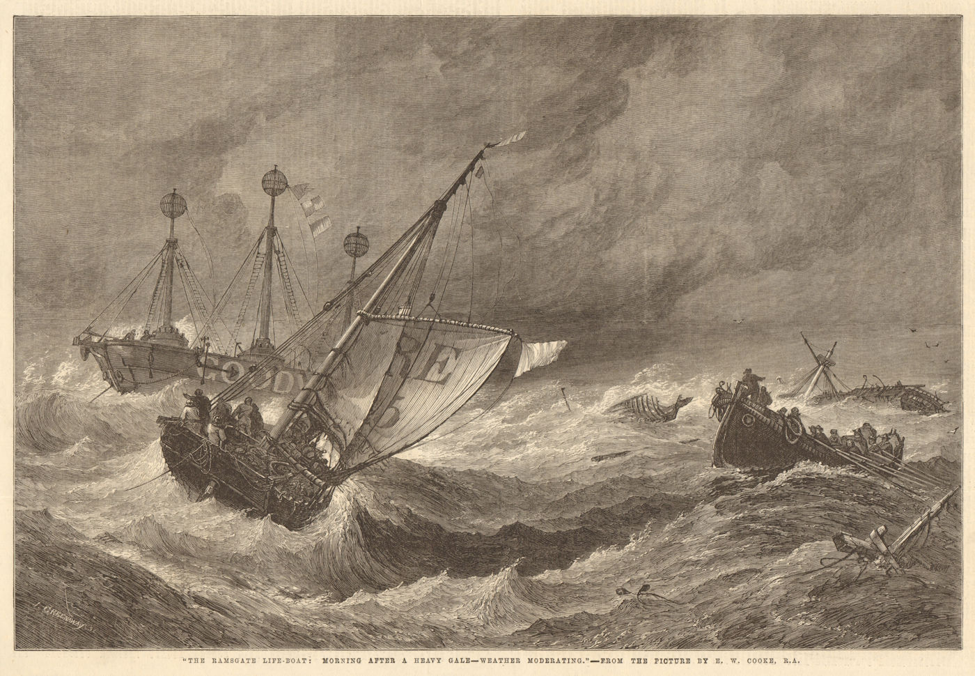Associate Product "The Ramsgate life-boat; morning after a heavy gale", by E. W. Cooke 1864