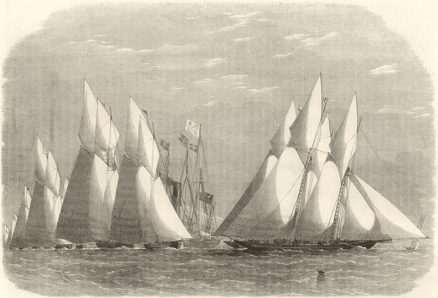 Associate Product Royal Thames Yacht Club schooner match: Rounding Water Lily Shoebury. Essex 1864