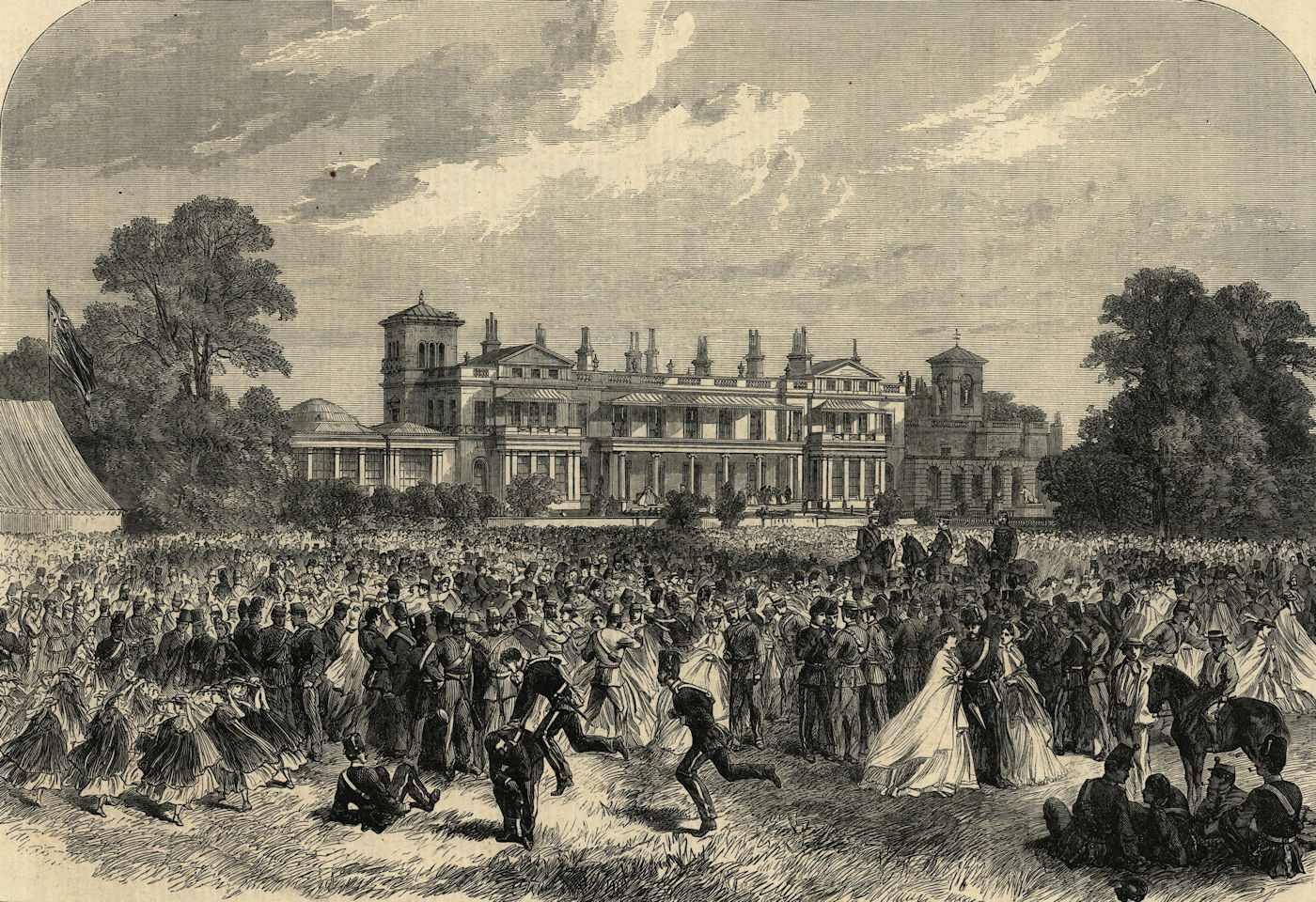 Volunteer festival at Grimston Park, Yorkshire. Lord Londesborough's seat 1864