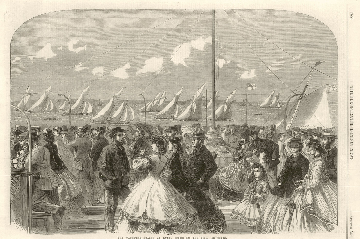 Associate Product The Yachting Season at Ryde: Scene on the Pier. Isle of Wight 1864 old print