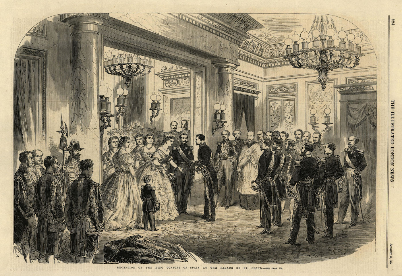 Associate Product Reception of the King Consort of Spain at the Palace of St. Cloud. Paris 1864