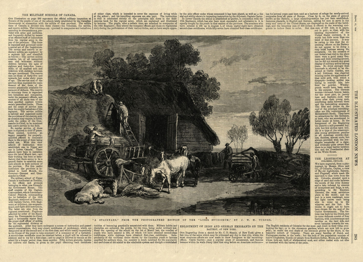 "A stackyard" From the "Liber Studiorum". Farming. Fine arts 1864 ILN print