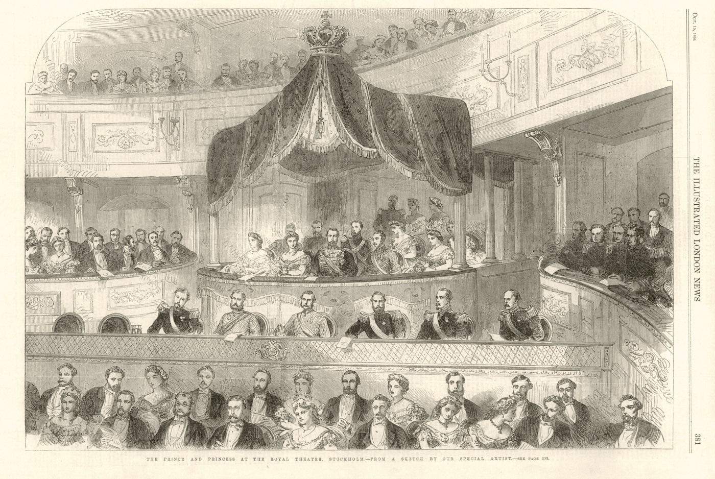 The Prince & Princess at the Royal Dramatic Theatre, Stockholm. Sweden 1864