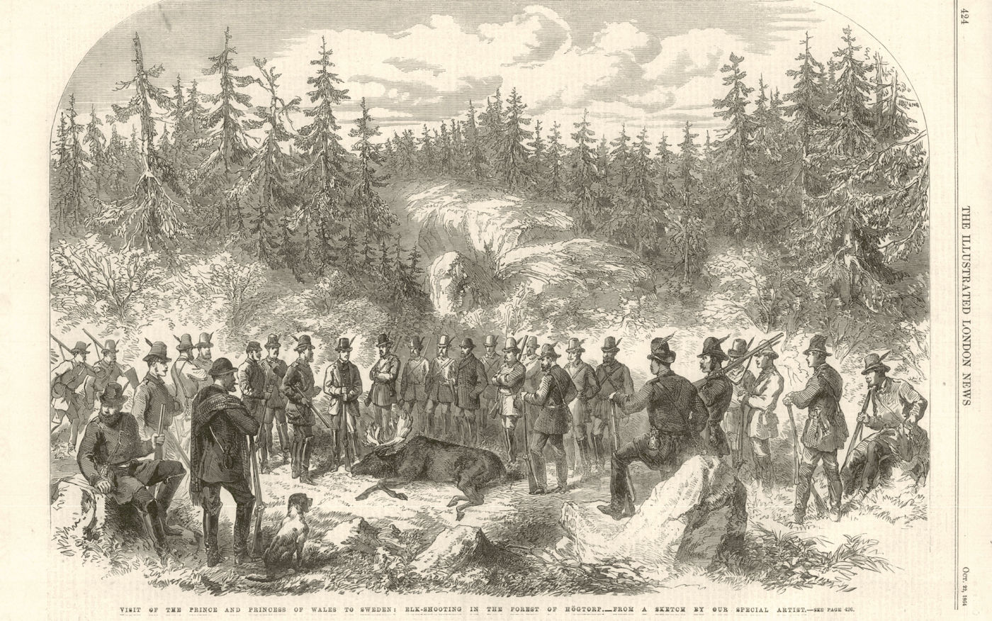 Prince of Wales (King Edward VII) in Sweden: Elk shooting forest of Högtorp 1864