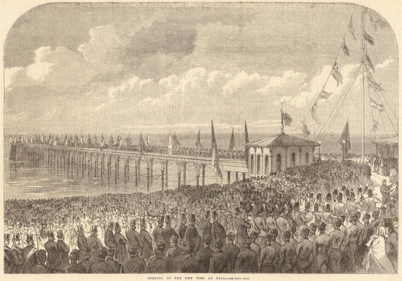 Associate Product Opening of the new pier at Deal. Kent 1864 antique ILN full page print