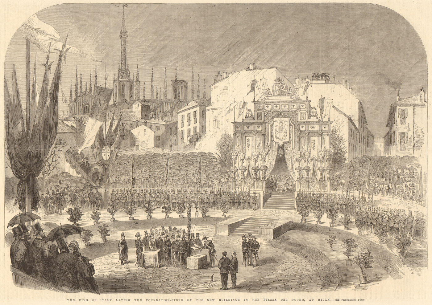 Associate Product The King of Italy laying the keystone, Piazza del Duomo, at Milan 1865