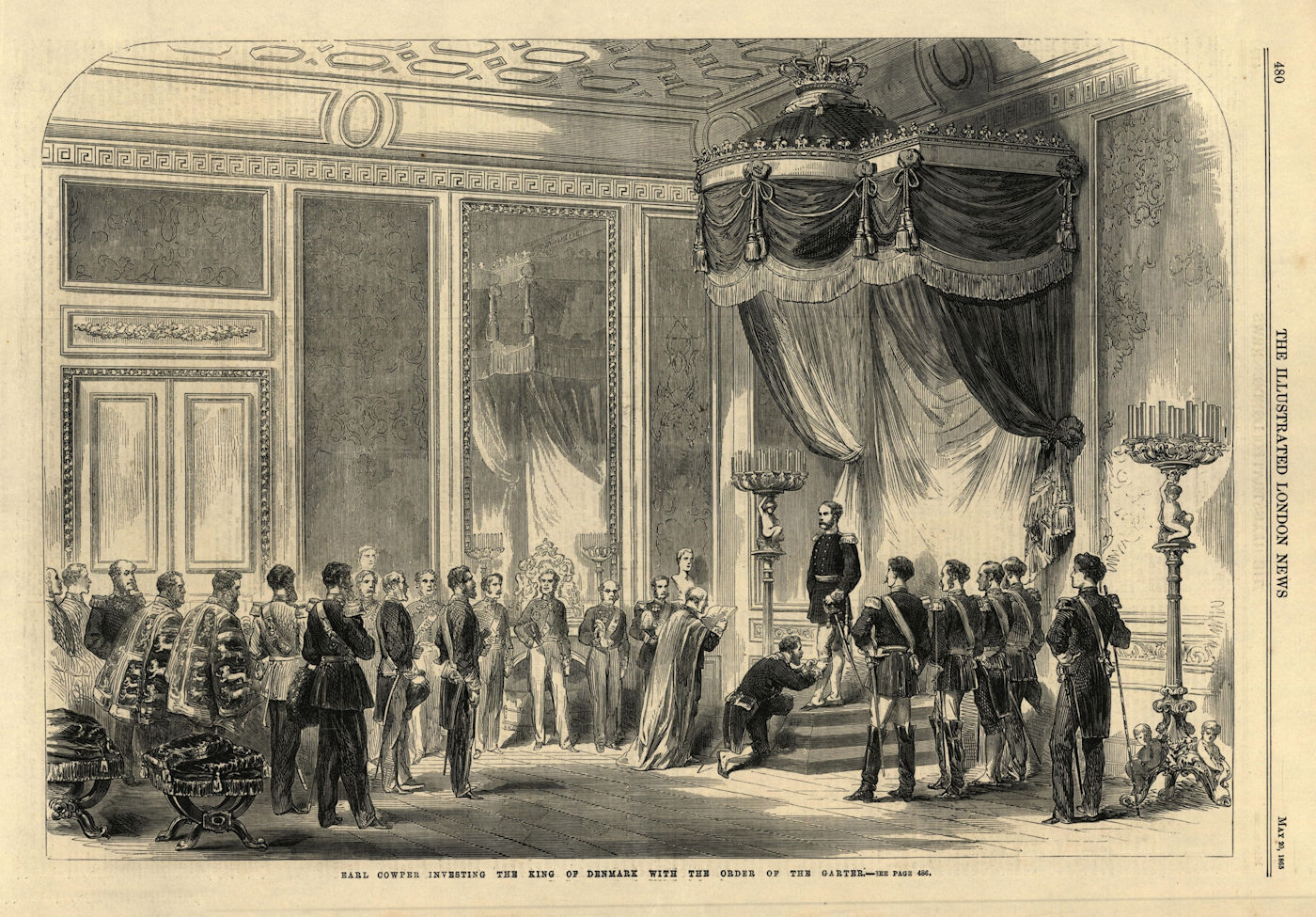 Earl Cowper investing the King of Denmark with the Order of the Garter 1865