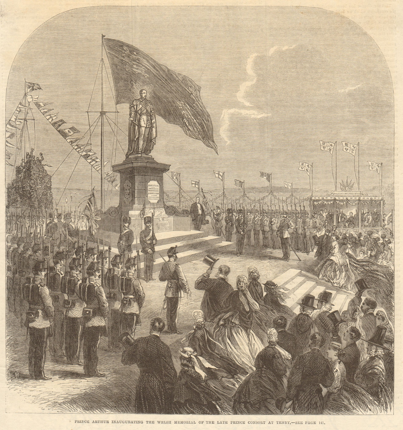 Associate Product Prince Arthur inaugurating the Welsh Prince Albert memorial at Tenby, Wales 1865
