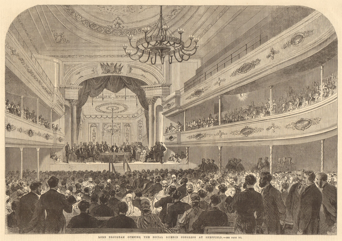 Lord Brougham opening the Social Science Congress at Sheffield. Yorkshire 1865