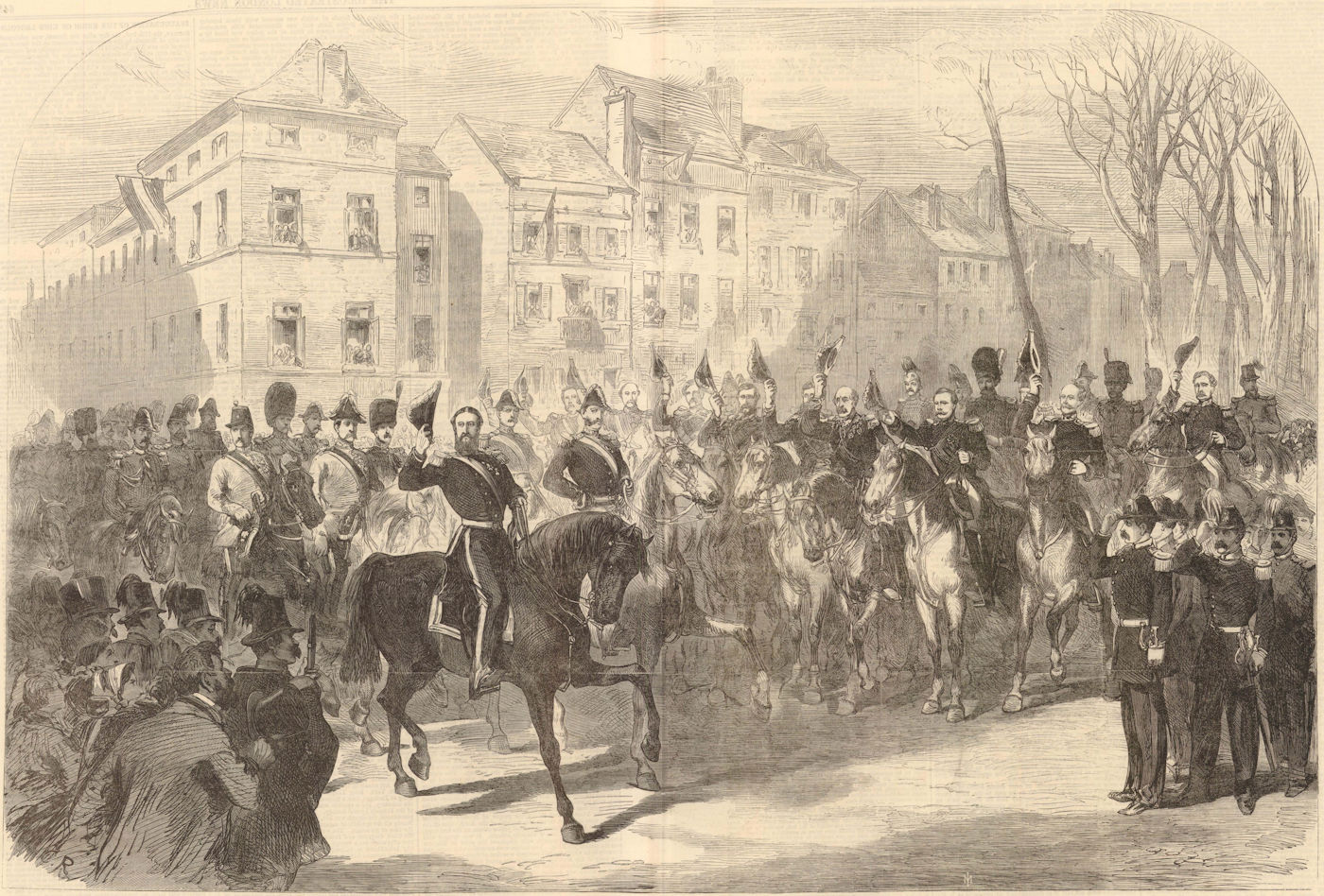 Associate Product Entry of King Leopold into Brussels: reception at the Laeken Gate. Belgium 1865