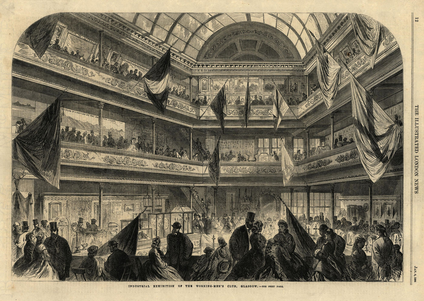 Industrial Exhibition of The Working-Men's Club, Glasgow. Scotland 1866 print