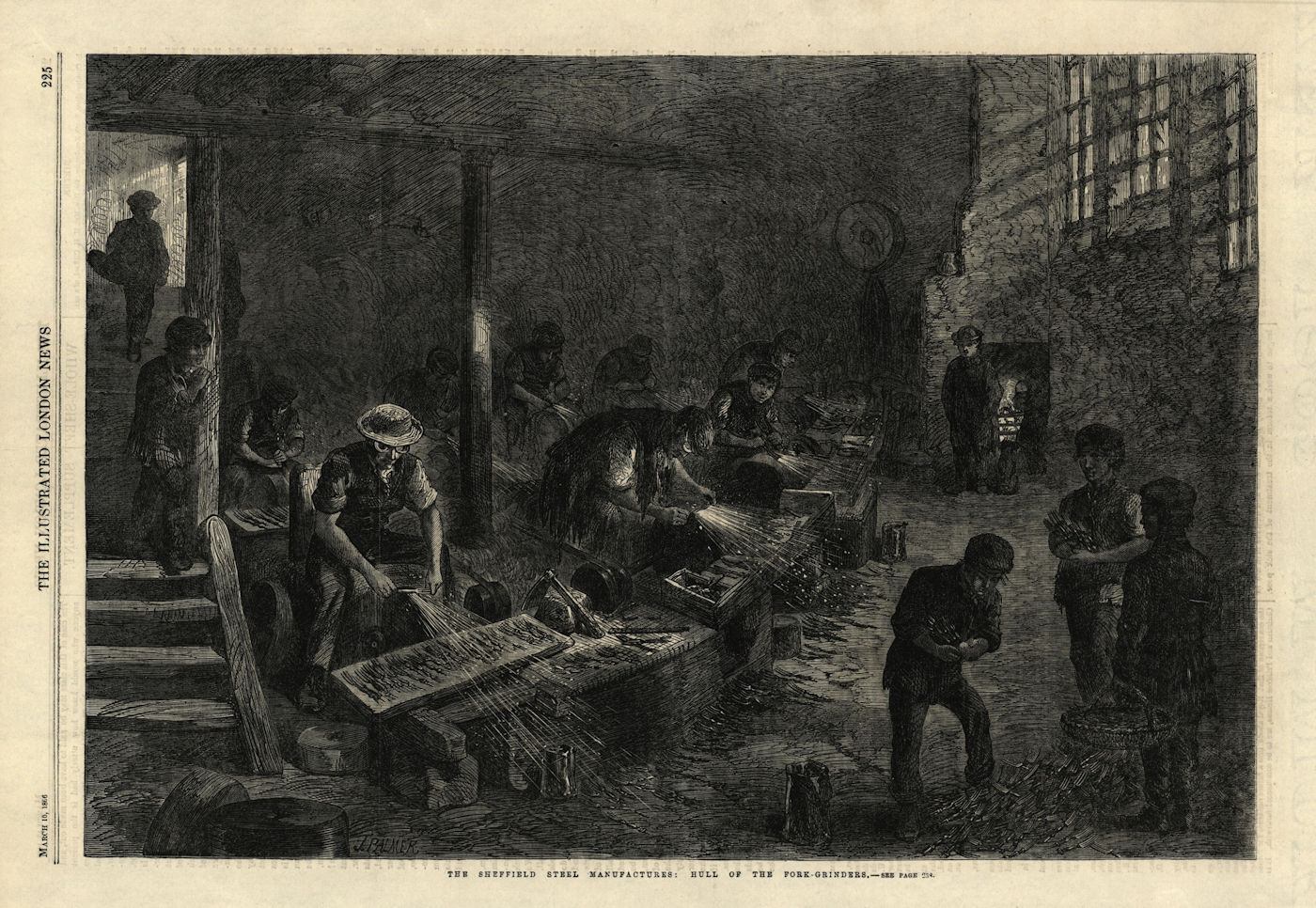 The Sheffield steel manufactures: Hull of the fork-grinders. Manufacturing 1866