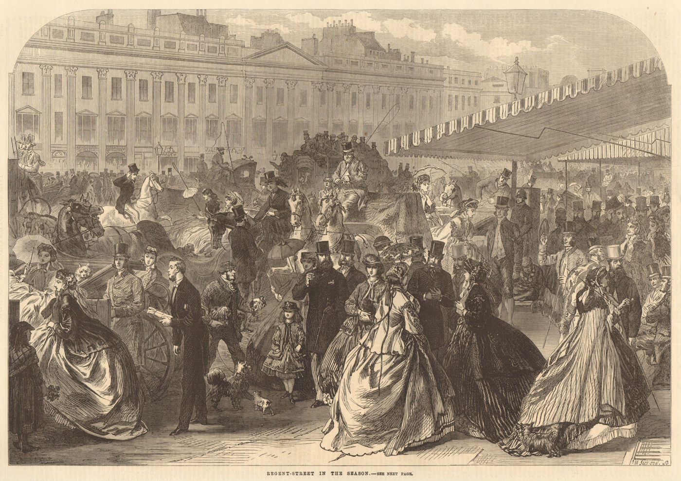 Associate Product Regent Street in the season. London 1866 antique ILN full page print
