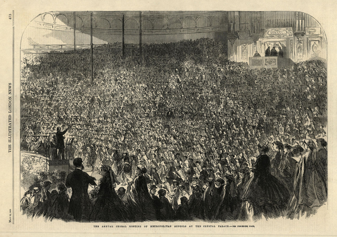 Choral meeting of metropolitan schools at the Crystal Palace. London 1866