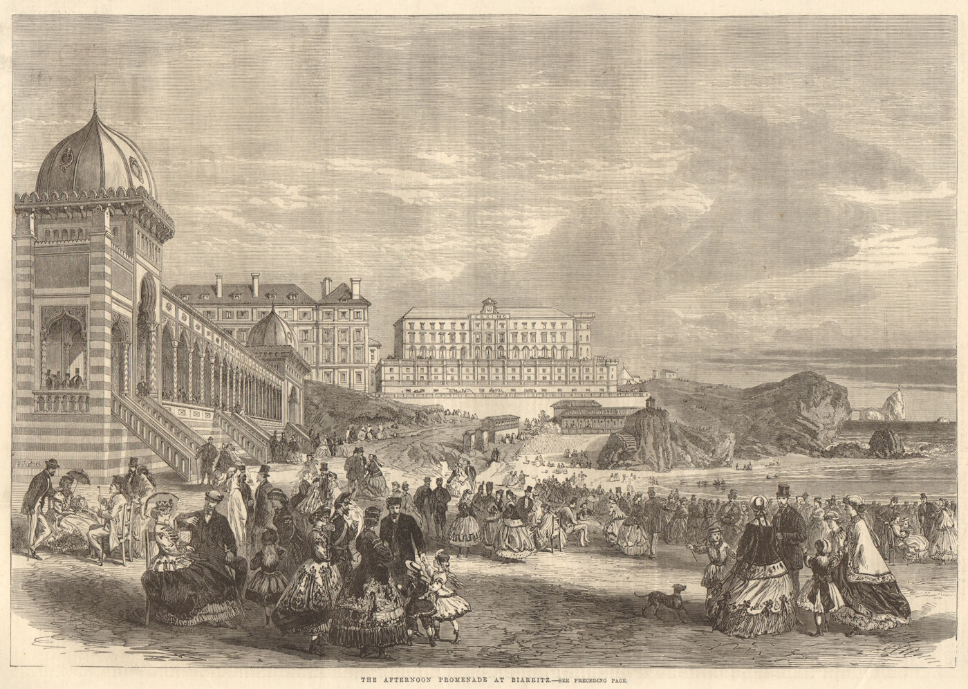 Associate Product The afternoon promenade at Biarritz. Pyrénées-Atlantiques 1866 ILN full page