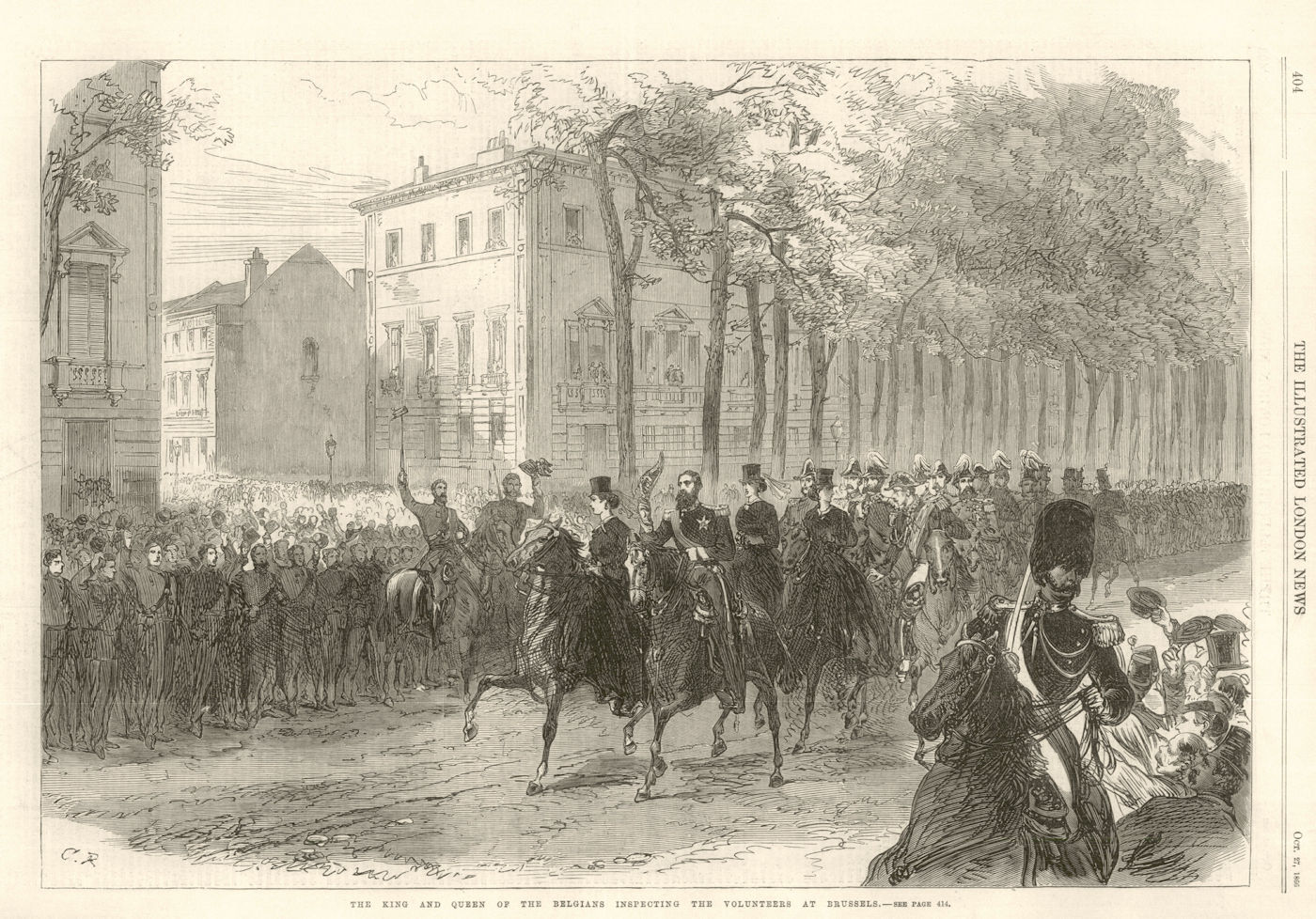 Associate Product The King & Queen of Belgium inspecting the volunteers at Brussels 1866 print