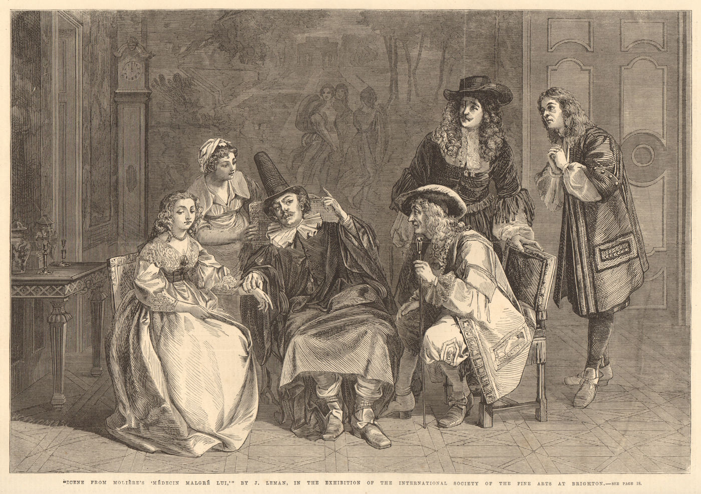 Associate Product "Scene from Moliere's 'Medecin malgre lui'", by J. Leman. Theatre 1867