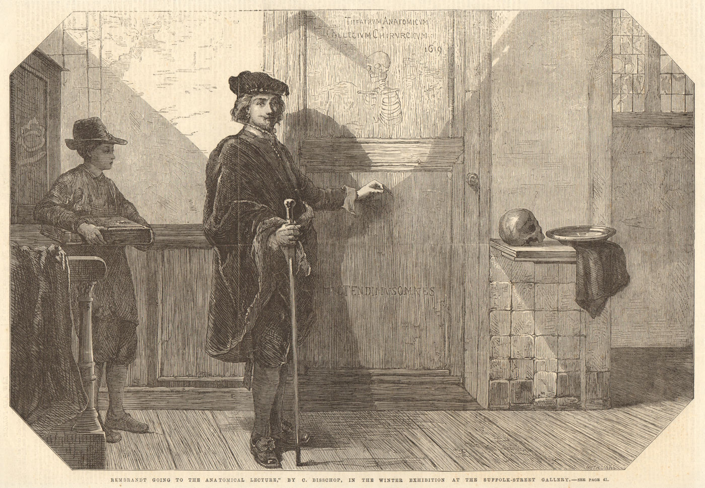 Associate Product "Rembrandt going to the anatomical lecture", by C. Bisschop. Science 1867