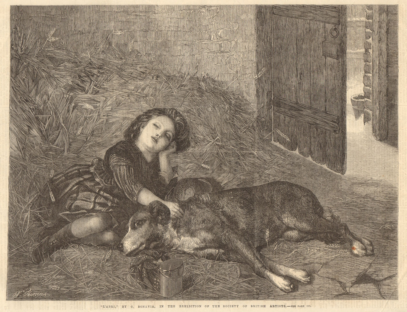 Associate Product "L'Abri" by G. Bonavia. Dogs. Children 1867 antique ILN full page print