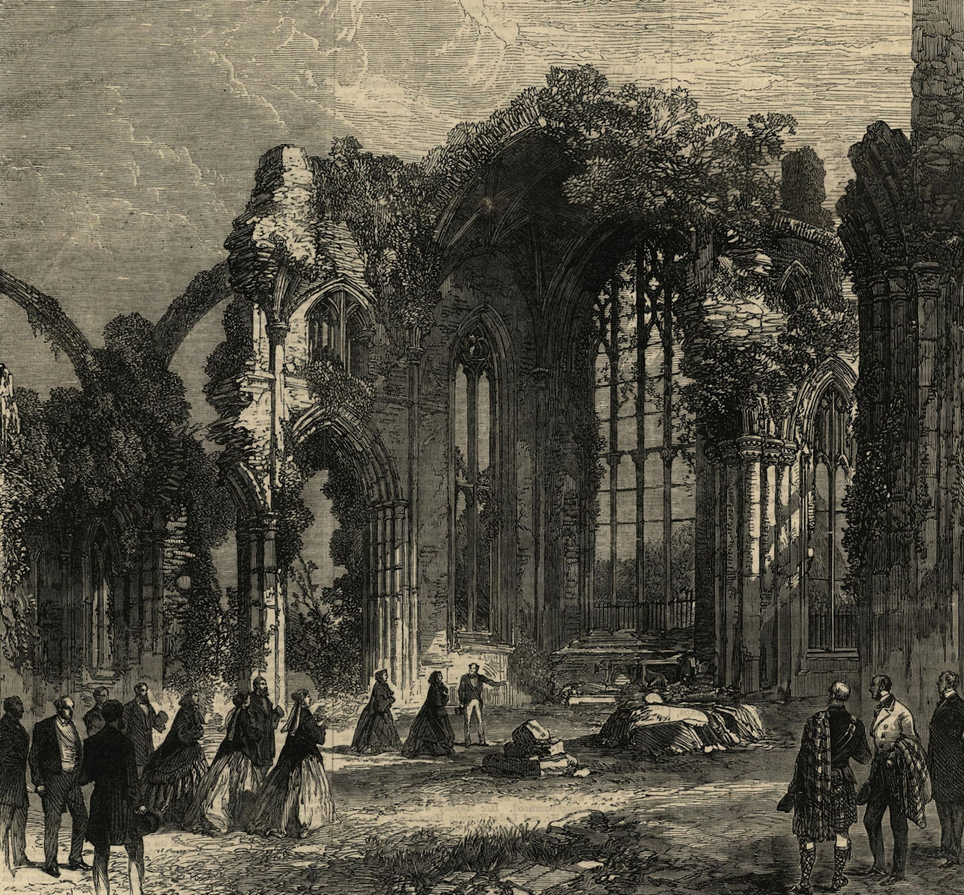 Associate Product Scottish Borders. Queen Victoria at Melrose Abbey. Scotland 1867 ILN full page