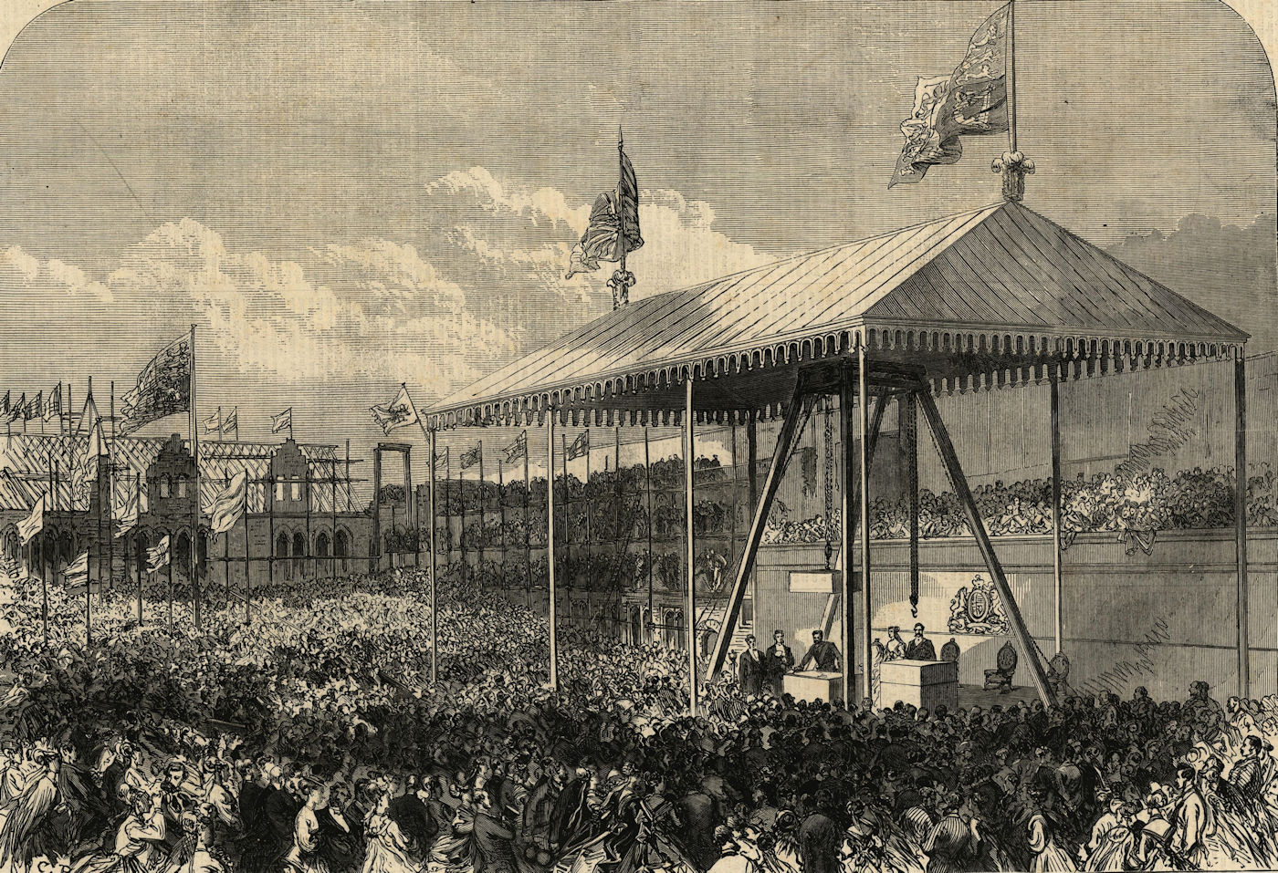 Prince of Wales laying Glasgow University new building keystone. Edward VII 1868