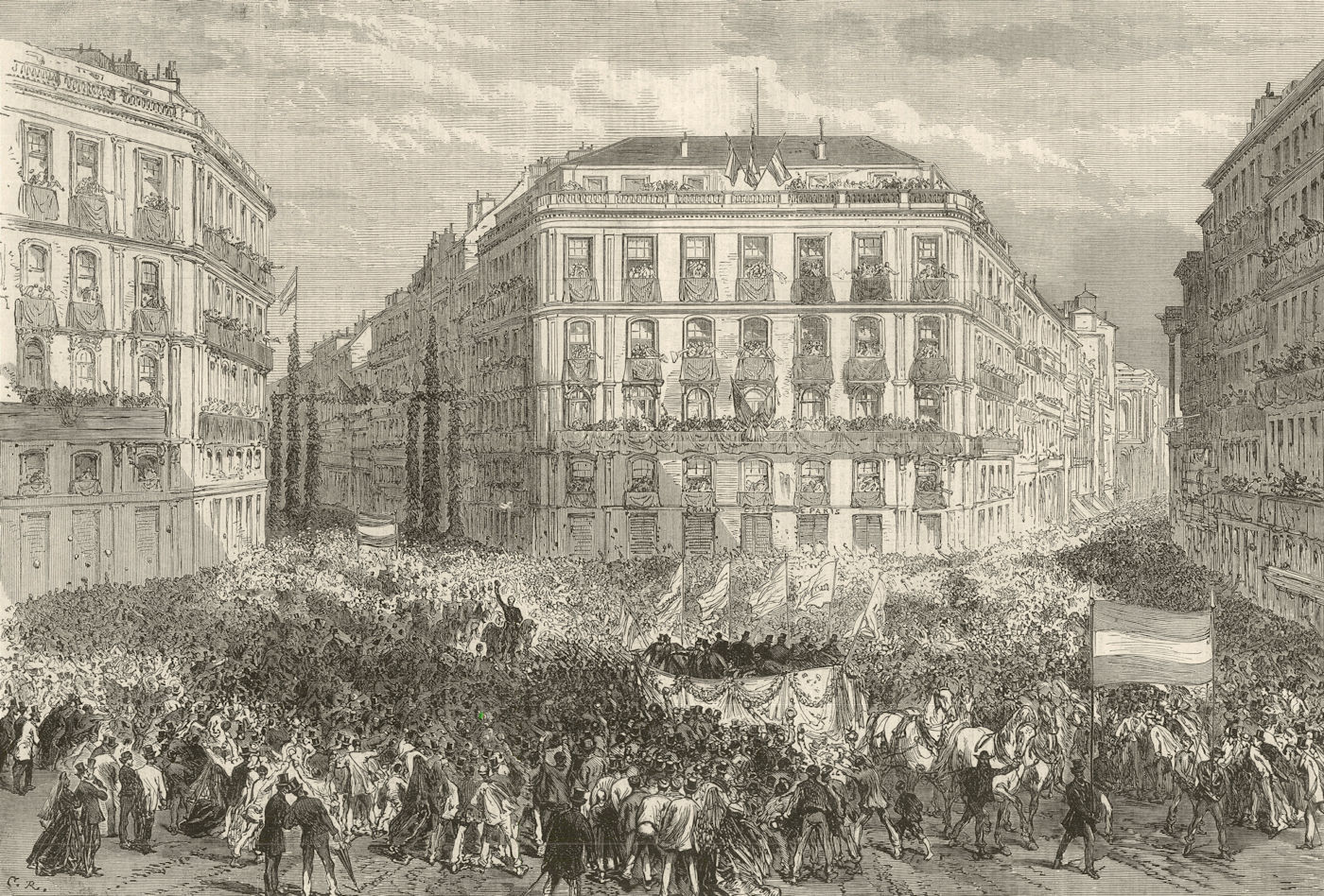Glorious Revolution: Entrance of General Prim into Madrid. Spain 1868